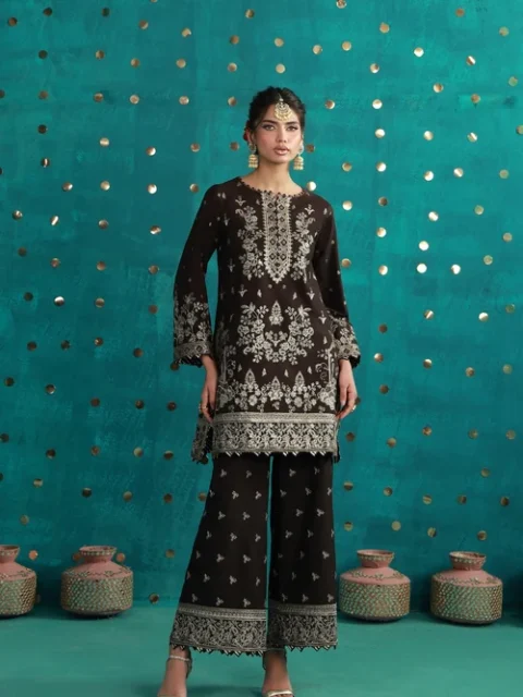 Asim Jofa | Dark Brown Boski Unstitched