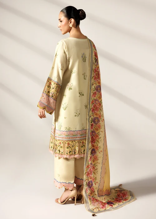 Bareen | Lemon Silk Finish Lawn Long Kurta Set - Image 2