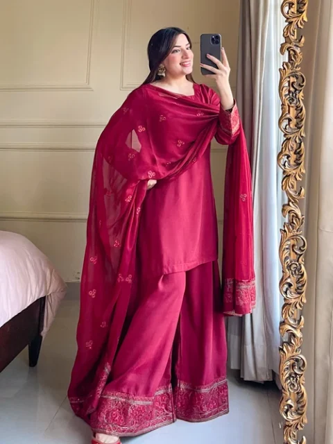 Bareen | Maroon Raw Silk Kurta Set
