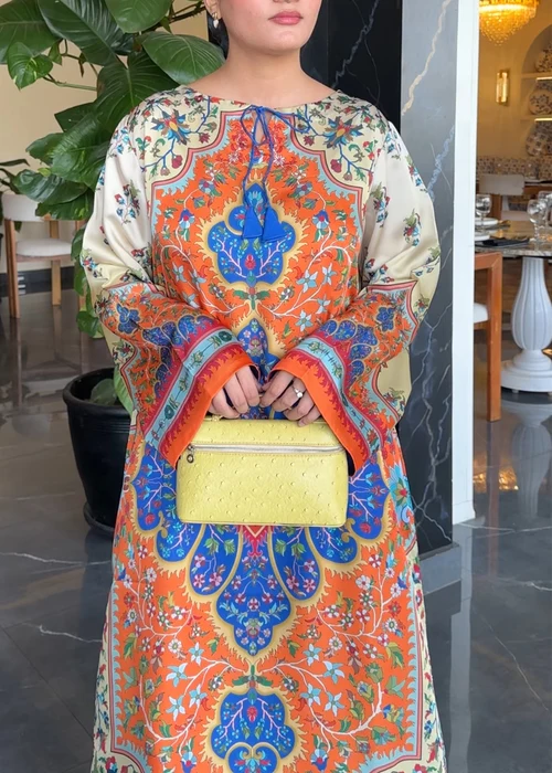 Bareen | Multi Satin Silk A-Line Kaftan - Image 2