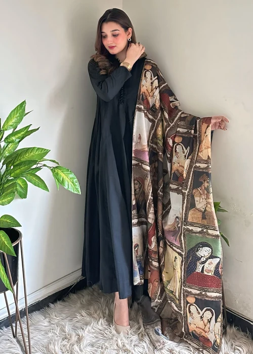 Bareen | Multi Tussar Silk Printed Dupatta
