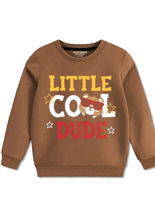 Kids Mania | Tawny Brown Fleece Sweatshirt - Image 3
