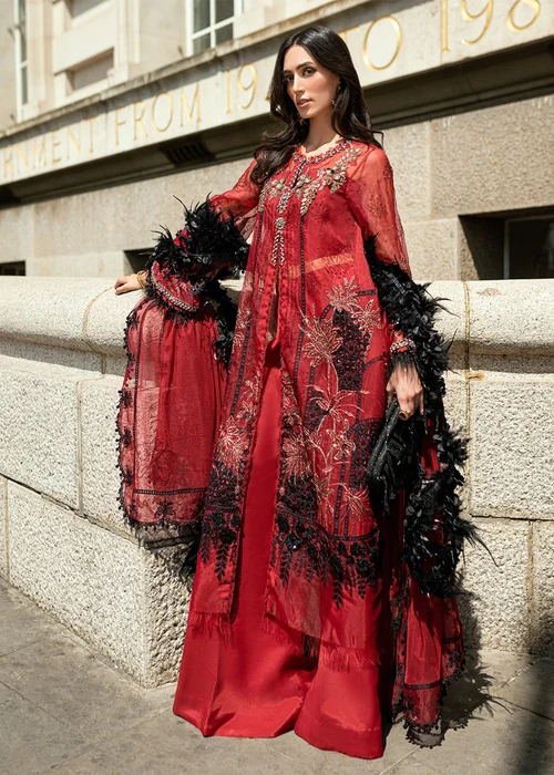 Maria B | Blood Red Organza Unstitched