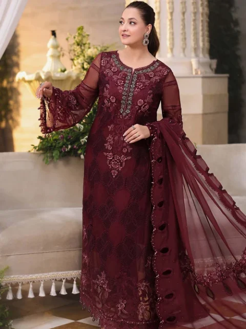 Maria B | Maroon Chiffon Unstitched