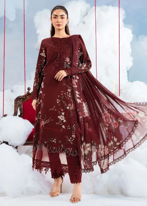 Maria B | Maroon Lawn Kurta Set