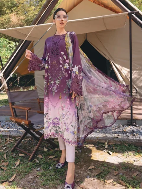 Maria B | Plum Lawn Unstitched 3-Piece Suit