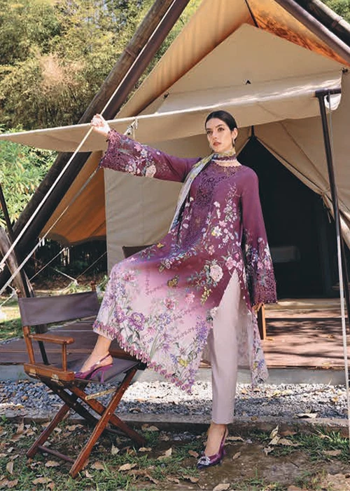 Maria B | Plum Lawn Unstitched 3-Piece Suit - Image 2