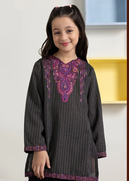 Zellbury | Black Cotton Kurta Set - Image 3