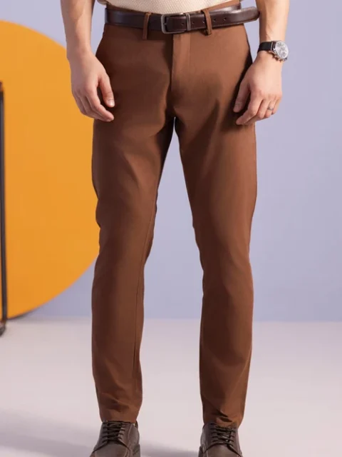 Zellbury | Brown Cotton Signature Chinos