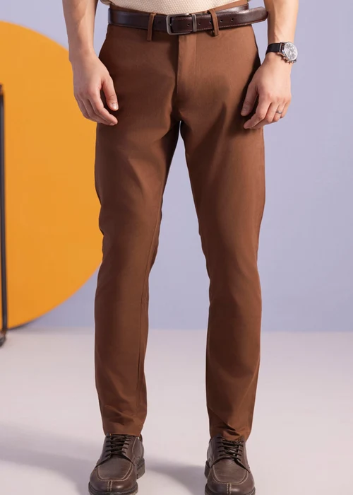 Zellbury | Brown Cotton Signature Chinos