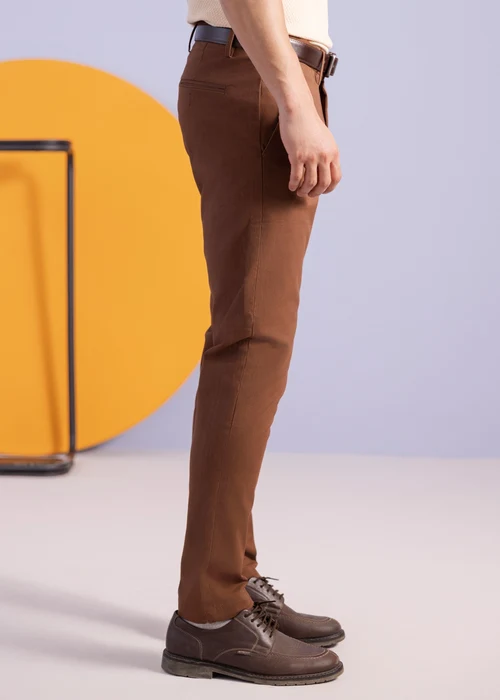 Zellbury | Brown Cotton Signature Chinos - Image 3