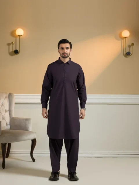 Zellbury | Elegant Deep Purple Poly Viscose Shalwar Kameez