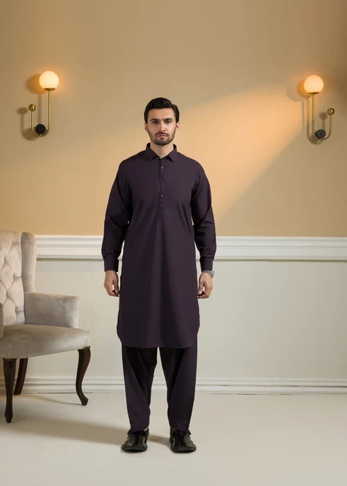 Zellbury | Elegant Deep Purple Poly Viscose Shalwar Kameez
