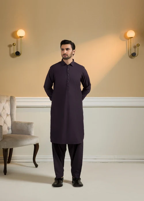 Zellbury | Elegant Deep Purple Poly Viscose Shalwar Kameez - Image 4