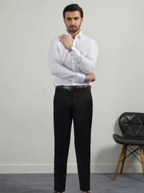 Zellbury | Classic White Cotton Formal Shirt for Men