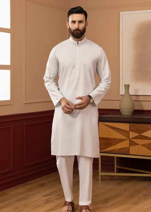 Zellbury | Elegant White Dobby Kurta for Summer Wear