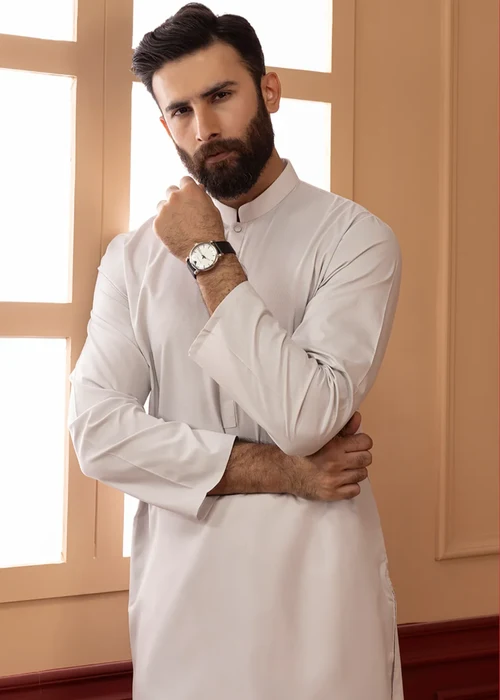 Zellbury | Elegant White Dobby Kurta for Summer Wear - Image 2