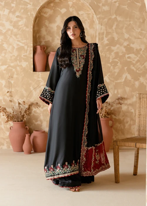 Truba | Elegant Black Charmuse 3 Piece Festive Suit