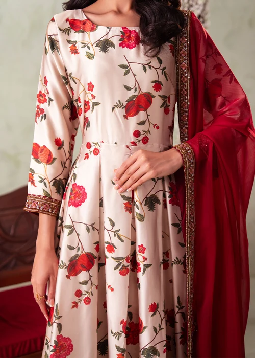 Truba | Elegant Cream Charmuse 3 Piece Festive Maxi - Image 3