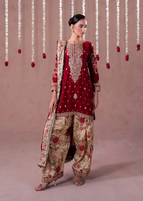 Truba | Regal Maroon Charmuse 3 Piece Festive Suit - Image 3