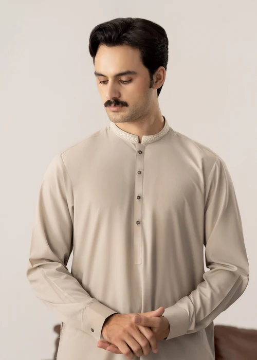 Muraqsh Beige Wash & Wear Suit | Stunning Embroidered 2-Piece Outfit - Image 4