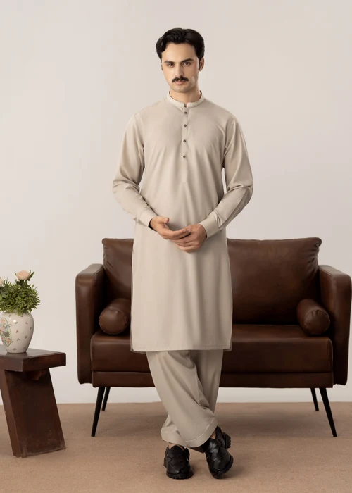 Muraqsh Beige Wash & Wear Suit | Stunning Embroidered 2-Piece Outfit - Image 2