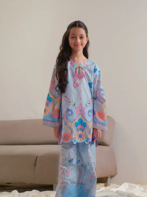 Sprinkles Celestial Garden Sky Blue Girls 2 Piece Suit | Elegant Floral Style