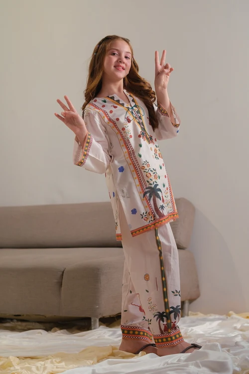 Sprinkles Ivory Girls 2 Piece Suit | Elegant Heritage Prints - Image 3