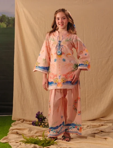 Sprinkles Peach Pink Girls 2 Piece Suit | Charming Floral Outfit
