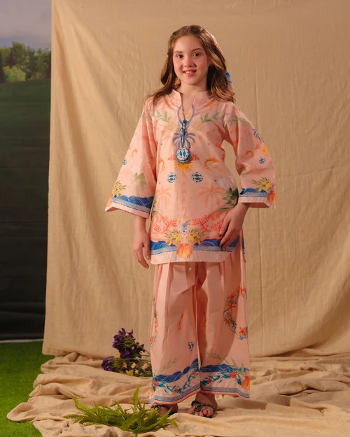 Sprinkles Peach Pink Girls 2 Piece Suit | Charming Floral Outfit