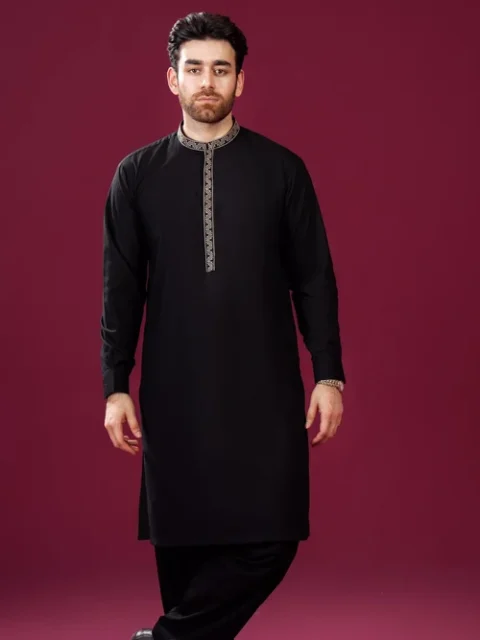 Muraqsh Black Embroidered Shalwar Kameez | Elegant 2-Piece Formal Suit