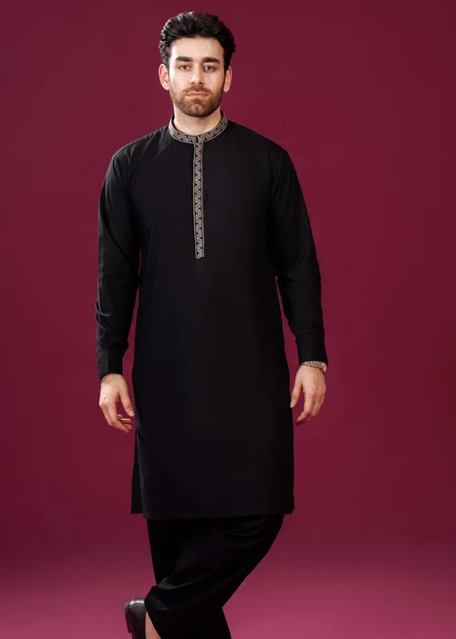 Muraqsh Black Embroidered Shalwar Kameez | Elegant 2-Piece Formal Suit