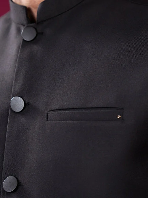 Muraqsh Black Suiting Waistcoat | Elegant Formal Style - Image 2