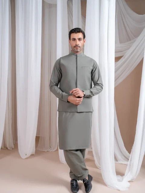 Muraqsh Grey 3 Piece Suit | Elegant Formal Wear