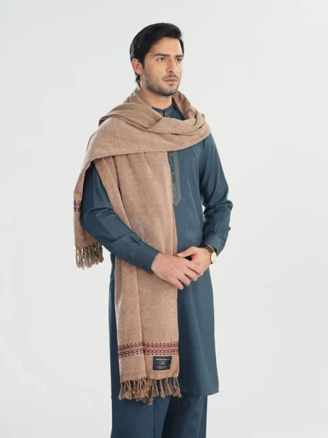 Muraqsh Khaki Brown Velvet Jacquard | Elegant Embroidered Winter Wear