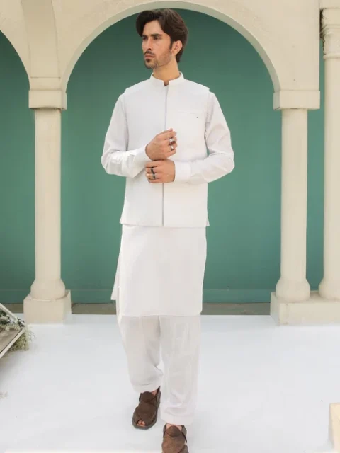 Muraqsh Off-White 3 Piece Suit | Elegant Festive Wear