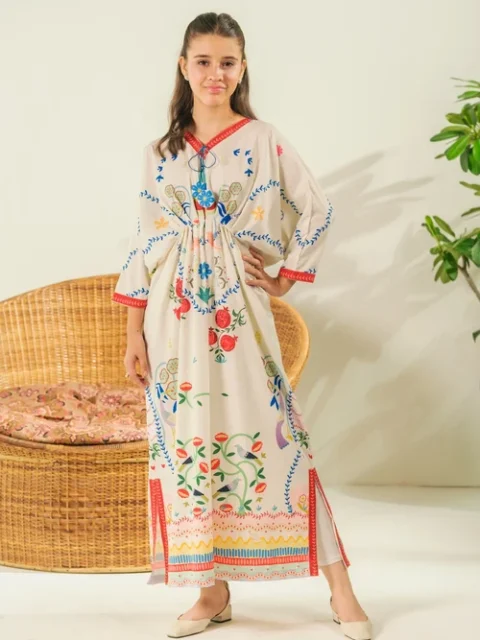 Sprinkles Beige Kaftan | Elegant Straight Cut Crepe Style