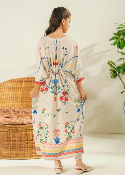 Sprinkles Beige Kaftan | Elegant Straight Cut Crepe Style - Image 3